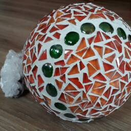 Mosaic Glass Garden Ball Upcycled Decorative Art - 15cm - thumbnail 3