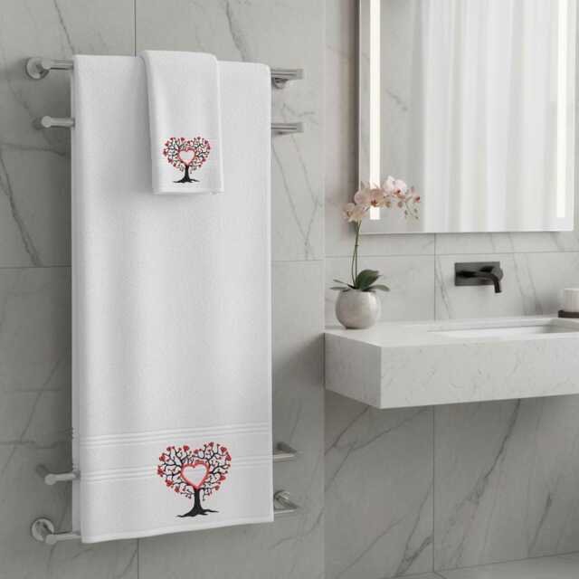 Love Tree Embroidered Facecloths, Hand Towels, Bath Towels & Sheets - Custom Initials Comes With A Gift Bag - image 1