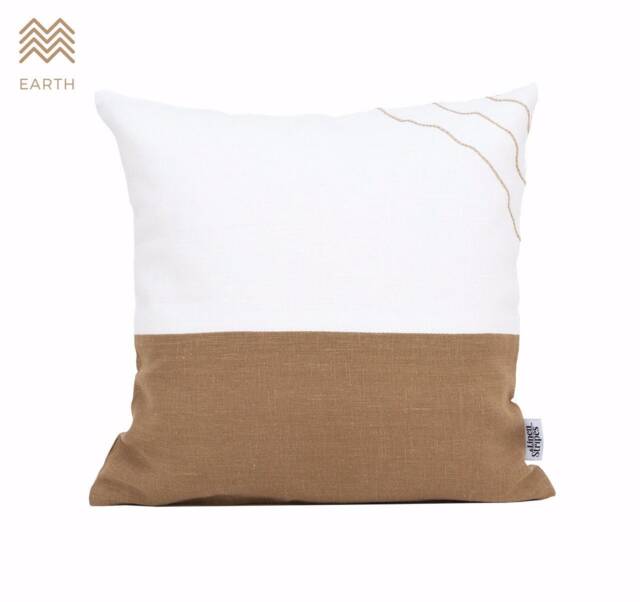 Nordic Pillow Cover 22x22 Throw Covers, Scandinavian Farmhouse Covers Brown Linen Shams, Earthy Cushion Modern UK - image 1
