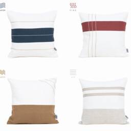 Nordic Pillow Cover 22x22 Throw Covers, Scandinavian Farmhouse Covers Brown Linen Shams, Earthy Cushion Modern UK - thumbnail 2