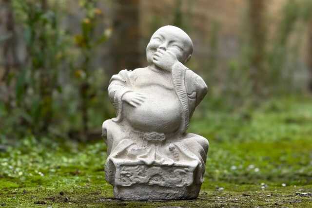 Handcrafted Buddha Statue Laughing Outdoor Decoration Concrete Zen Garden Ornament Cement Spiritual Sculpture Stone Meditation Gift - image 1