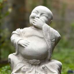 Handcrafted Buddha Statue Laughing Outdoor Decoration Concrete Zen Garden Ornament Cement Spiritual Sculpture Stone Meditation Gift - thumbnail 2