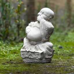 Handcrafted Buddha Statue Laughing Outdoor Decoration Concrete Zen Garden Ornament Cement Spiritual Sculpture Stone Meditation Gift - thumbnail 4