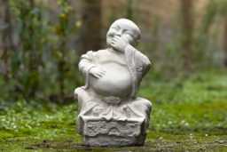 Handcrafted Buddha Statue Laughing Outdoor Decoration Concrete Zen Garden Ornament Cement Spiritual Sculpture Stone Meditation Gift