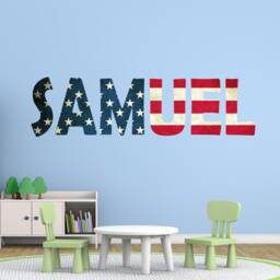 Custom Name Decal - Patriotic American Flag Wall Personalized Usa Art Sticker Vwaq-An1 - thumbnail 1