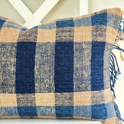 Indigo Brown Tribal Hemp Hand Woven Natural Dye Color Pillow Cover - thumbnail 2