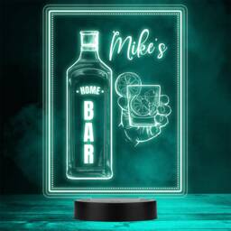 Gin Bottle Alcohol & Glass Your Home Bar Man Cave Gift Colour Change Night Light - thumbnail 1