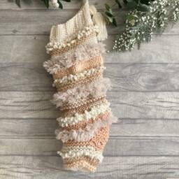 Neutral Chunky Knit Christmas Stockings Set - Boho Cozy Family Mantel Decor - thumbnail 3