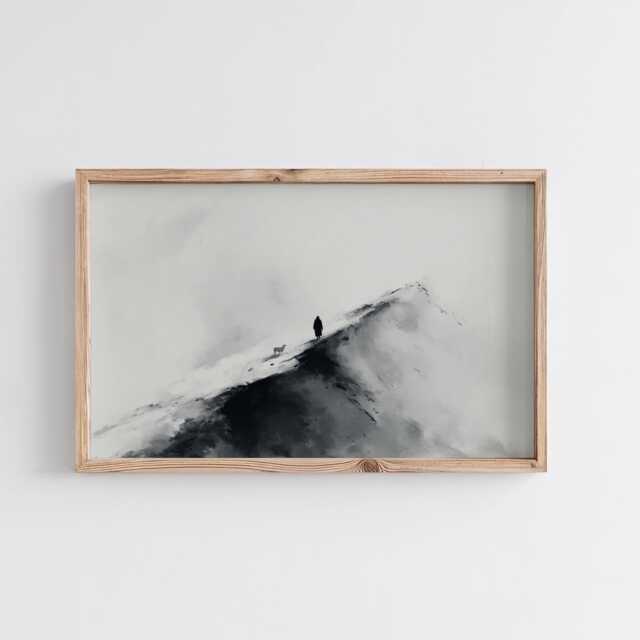 Jesus Leaves The 99, Good Shepherd Artwork Black & White Modern Christian Fine Art Print - Wall Decor For Home, Gifts 154 - image 1