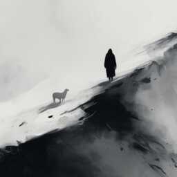 Jesus Leaves The 99, Good Shepherd Artwork Black & White Modern Christian Fine Art Print - Wall Decor For Home, Gifts 154 - thumbnail 3