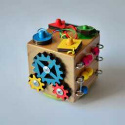 Busy Cube For Baby - Toddler Travel Busy Board Educational Toy Activity Box 2 Year Old Gift Montessori Wooden - thumbnail 3