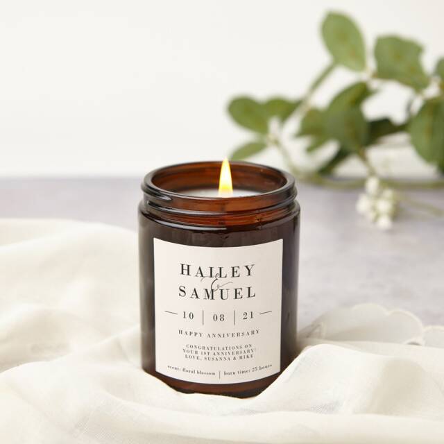 Personalised 1st Anniversary Candle Gift Apothecary Jar, Soy Wax - image 1