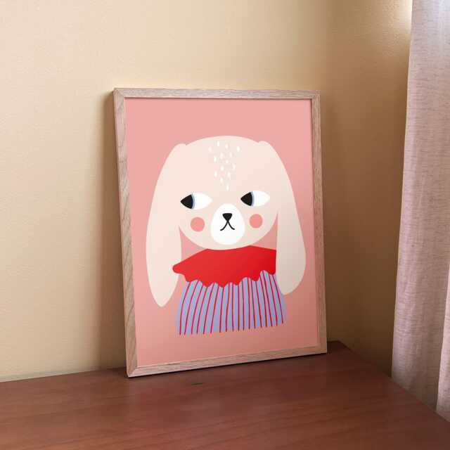 Bunny With Floppy Ears - Art Print For Kids' Nursery Wall Decor - image 1