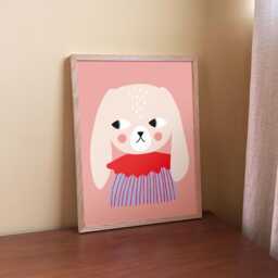 Bunny With Floppy Ears - Art Print For Kids' Nursery Wall Decor - thumbnail 1
