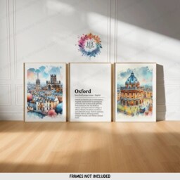 Oxford Poster Prints - Set Of 3 Posters - England Travel Wall Art UK Home Decor Artwork Gifts Watercolour Painting Design - thumbnail 2