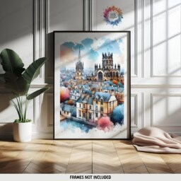 Oxford Poster Prints - Set Of 3 Posters - England Travel Wall Art UK Home Decor Artwork Gifts Watercolour Painting Design - thumbnail 3
