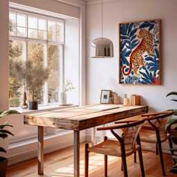 Leopard in Jungle Inspired Art Print - Bold Animal Poster, Stylized Wildlife Decor, Vibrant Nature Wall Art, Playful Illustration - thumbnail 3