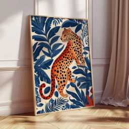 Leopard in Jungle Inspired Art Print - Bold Animal Poster, Stylized Wildlife Decor, Vibrant Nature Wall Art, Playful Illustration - thumbnail 4