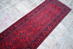13 Feet Large Bokhara Runner, 13.0 X 2.8 Ft, Top Quality Stunning Long Handmade Afghan Turkoman Runner, Hall Way 100% Wool Khamyab - thumbnail 1