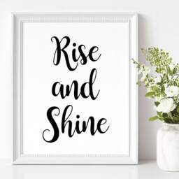 Rise & Shine Real Foil Print, Bedroom Wall Art, Gift For Her, Rose Gold Glamour Home Decor, Quote Art - thumbnail 3