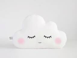 Cloud Pillow With Pink Cheeks For Nursery Decor, Baby Cushion Shower Gift Infant Girl Throw Gender Neutral Room Boy Bed Kids Teepee Sky - thumbnail 1