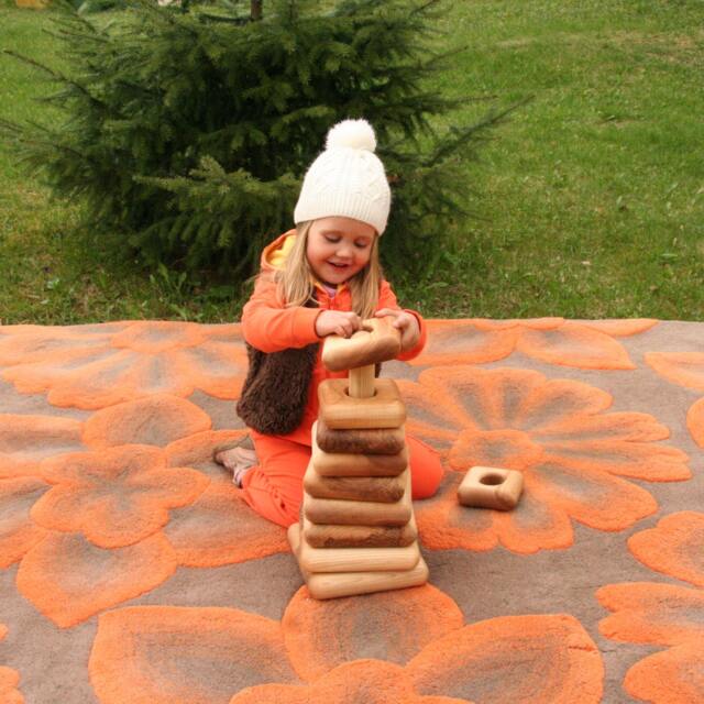 Handmade Wooden Stacking Pyramid Montessori Waldorf Toy - image 1
