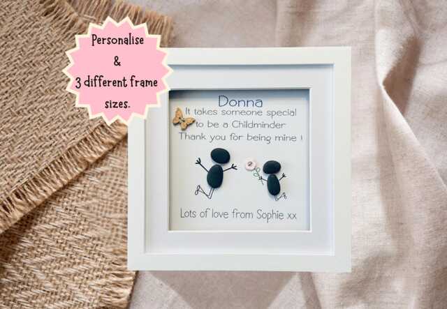 Childminder Framed Gift That Can Be Personalised, Special Childminder Gifts, Leaving Pebble Art Picture Frame - image 1