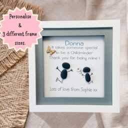 Childminder Framed Gift That Can Be Personalised, Special Childminder Gifts, Leaving Pebble Art Picture Frame - thumbnail 2