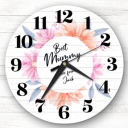 Best Mummy Floral Mother's Day Birthday Gift Personalised Clock - thumbnail 1