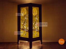 Asian Oriental Night Cherry Blossom Japanese White Sakura Lamp Zen Bedside Floor Table Light Shades Bedroom Decor Traditional