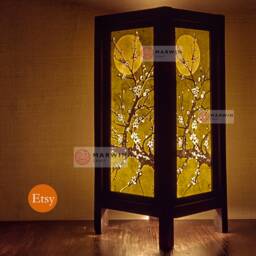 Asian Oriental Night Cherry Blossom Japanese White Sakura Lamp Zen Bedside Floor Table Light Shades Bedroom Decor Traditional - thumbnail 3