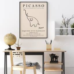 Picasso Exhibition Poster, The Elephant, Vintage Minimalist Art Print, Elephant Line Drawing, Bedroom Art, Gift, A1/A2/3/A4 - thumbnail 3