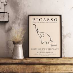Picasso Exhibition Poster, The Elephant, Vintage Minimalist Art Print, Elephant Line Drawing, Bedroom Art, Gift, A1/A2/3/A4 - thumbnail 2