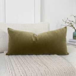 Cotton Velvet Taupe Lumbar Cushion Cover Neutral Throw Pillow Home Decor Accent - All Sizes - thumbnail 4