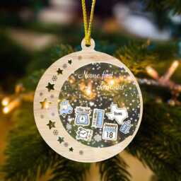 Personalized Baby Moon Christmas Ornament, Custom First Baby's Shaker Ornament - thumbnail 1