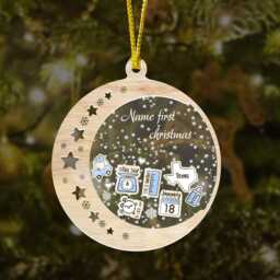 Personalized Baby Moon Christmas Ornament, Custom First Baby's Shaker Ornament - thumbnail 2