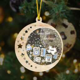Personalized Baby Moon Christmas Ornament, Custom First Baby's Shaker Ornament - thumbnail 3