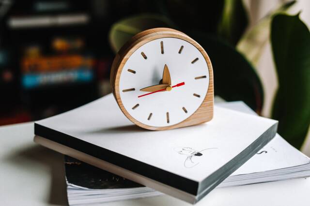 Wood Clock For Desk, Modern Table Clock, Small Desk Office Organization, Gift Dad, Gift Boyfriend, Graduation - image 1