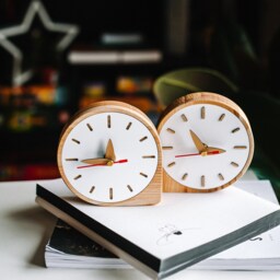 Wood Clock For Desk, Modern Table Clock, Small Desk Office Organization, Gift Dad, Gift Boyfriend, Graduation - thumbnail 2