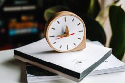 Wood Clock For Desk, Modern Table Clock, Small Desk Office Organization, Gift Dad, Gift Boyfriend, Graduation - thumbnail 1