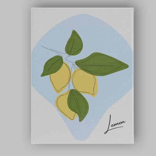 Minimalist Lemon Botanical Line Art Illustration Canvas Wall Print Decor Picture Ready To Hang - image 1