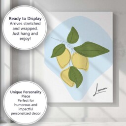 Minimalist Lemon Botanical Line Art Illustration Canvas Wall Print Decor Picture Ready To Hang - thumbnail 3