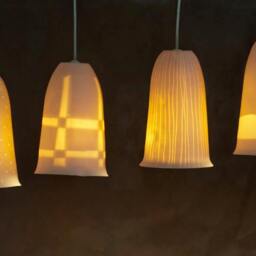 Perforated Porcelain Bell, Hanging Lamp - thumbnail 3