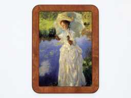 A Morning Walk John Singer Sargent Woman Lady Parasol Umbrella River Stream Painting Wooden Framed Art Print - thumbnail 1
