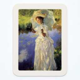 A Morning Walk John Singer Sargent Woman Lady Parasol Umbrella River Stream Painting Wooden Framed Art Print - thumbnail 3