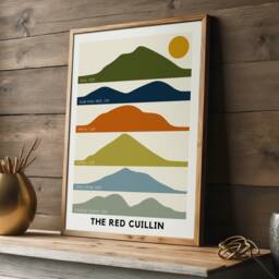 Red Cuillin Isle Of Skye Print - Hand Illustrated Mountain Silhouette Art - thumbnail 2