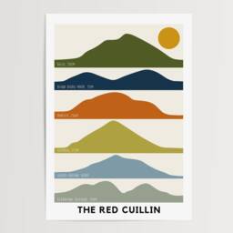 Red Cuillin Isle Of Skye Print - Hand Illustrated Mountain Silhouette Art - thumbnail 3