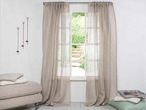 Linen Curtains - Curtains-Linen Panels -Sheer Curtains A Pair With Rod Pocket Width 67''(170xcust.length - image 1