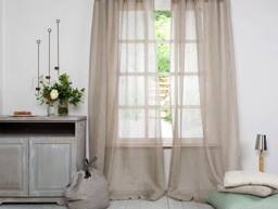 Linen Curtains - Curtains-Linen Panels -Sheer Curtains A Pair With Rod Pocket Width 67''(170xcust.length - thumbnail 2