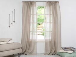 Linen Curtains - Curtains-Linen Panels -Sheer Curtains A Pair With Rod Pocket Width 67''(170xcust.length - thumbnail 1